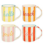 Mug text red orange pink yellow 4 assorted