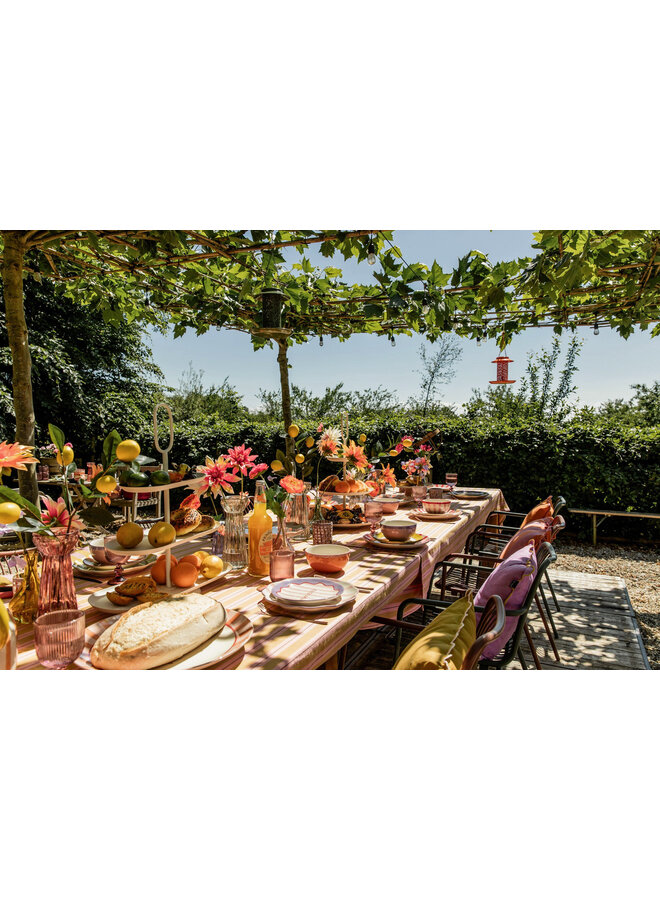 Mag dinerbord geel roze oranje rood 4 assorti