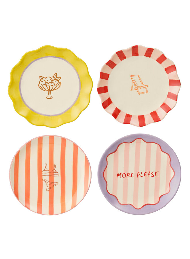 Mag breakfast plate yellow orange purple red 4 ass.