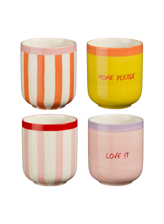 Mag beker rood paars roze oranje 4 assorti