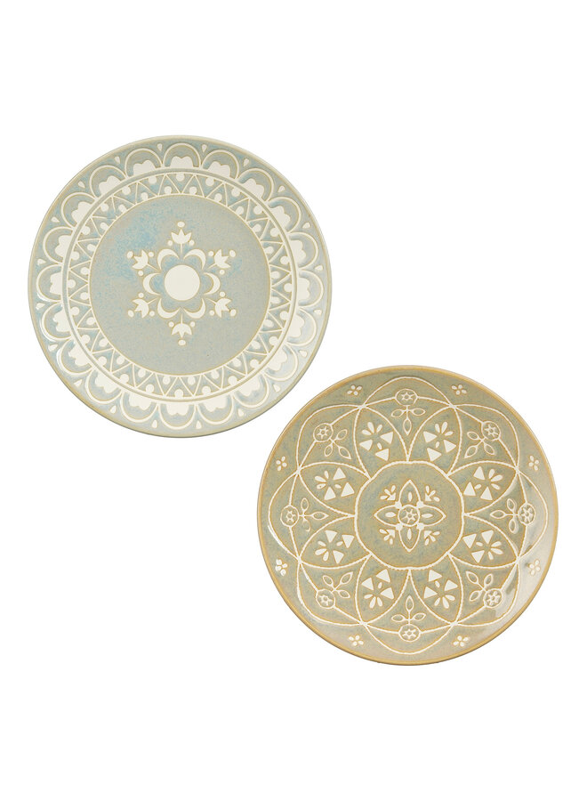 Isa breakfast plate l. grey l. green 2 assorted