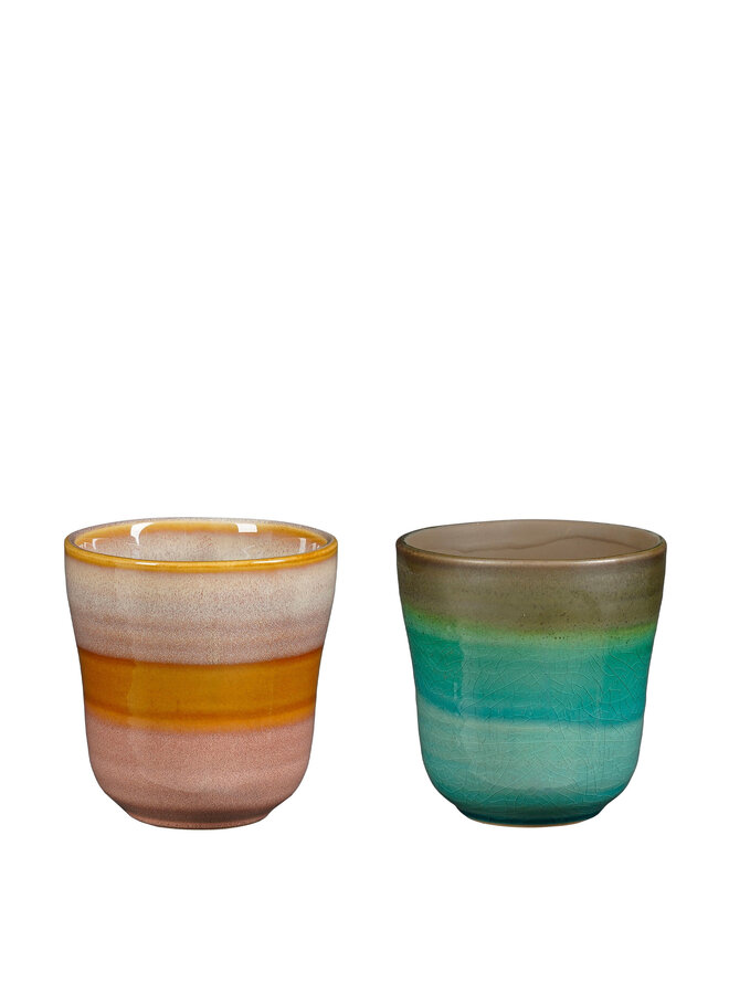 Luke pot round orange green 2 assorted