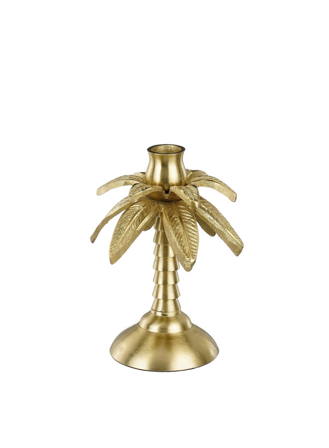 Kandelaar palmboom gerecycled aluminium goud