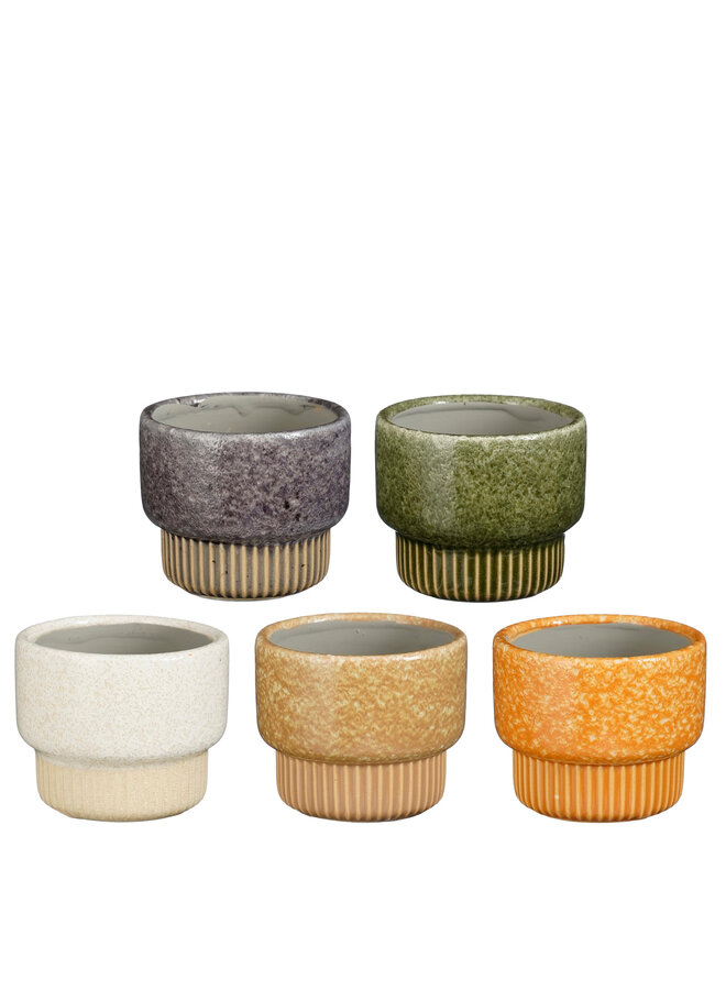 Tigo pot rond d.geel beige groen l.paars off white 5 assorti