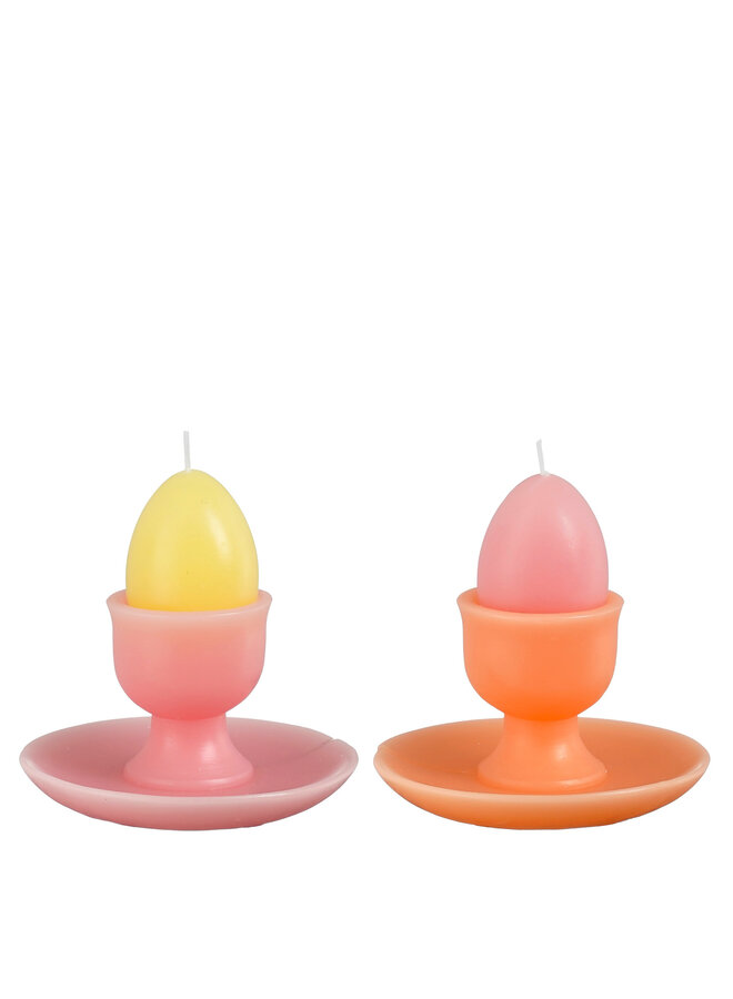 Kaars ei roze geel 2 assorti