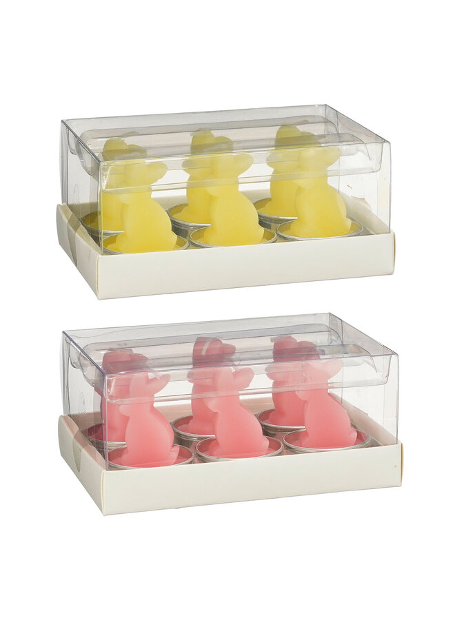 Candle rabbit yellow pink 2 ass. 6 pieces