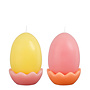Kaars ei roze geel 2 assorti