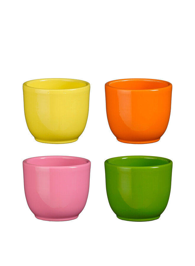 Tusca pot rond d.roze l.geel oranje groen 4 assorti display