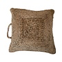 Kussen vierkant jute met handgreep naturel 40x40cm