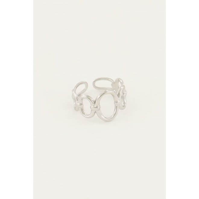 Statement ring met rondjes Zilverkleurig