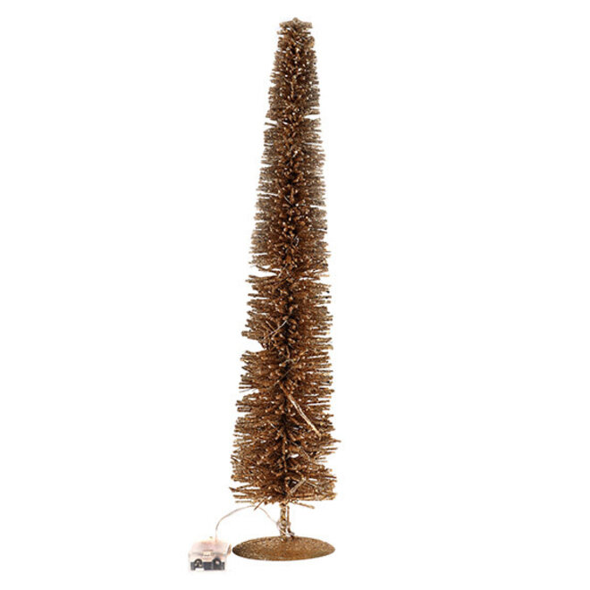 Kerstboom rattan goud met lichtjes 70 cm