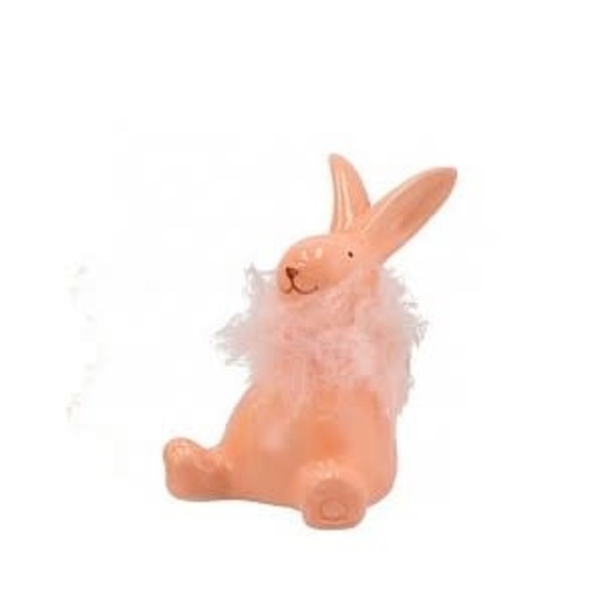 Easter fluffy bunny small light orange 8x7x7cm