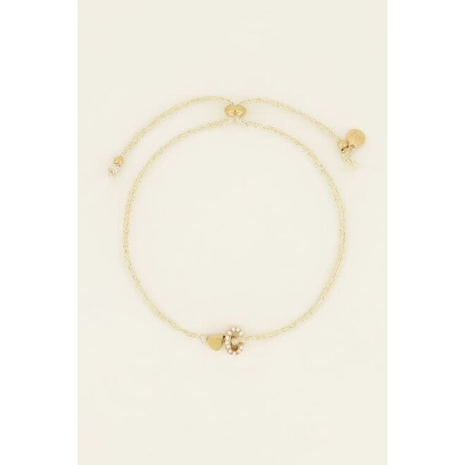 Beige initial armband C