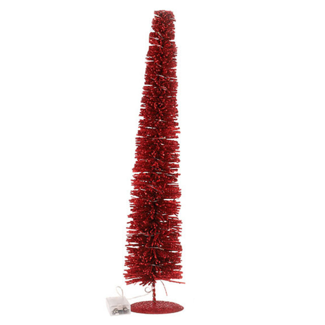 Kerstboom rattan Rood met lichtjes 50 cm