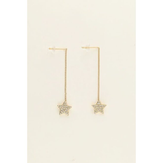 Universe oorhangers met ster en strass goud