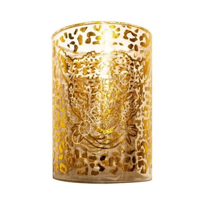 Votive Leopard Gold glass 7x7x10
