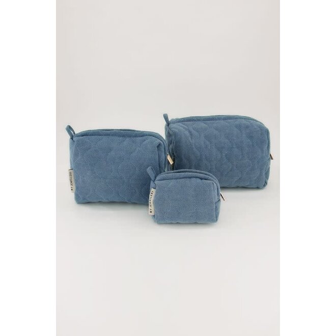 Blauwe denim toilettas set