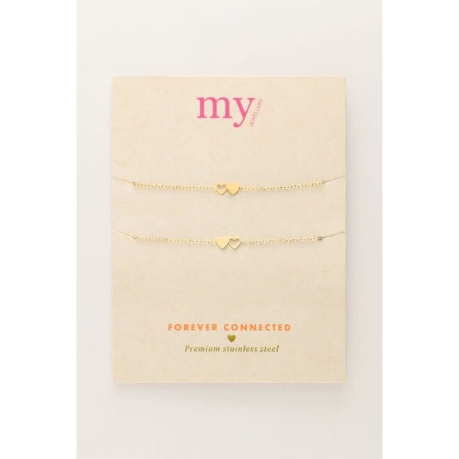 Armbanden set twee hartjes goud