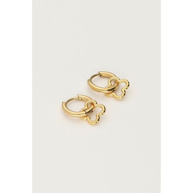 Oorringen met kleine klaver goudkleurig