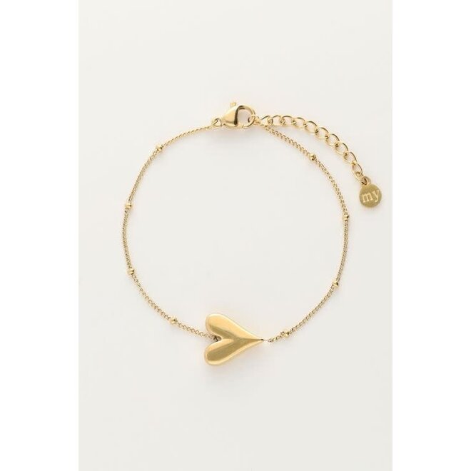 Armband met hartje en bolletjes goudkleurig