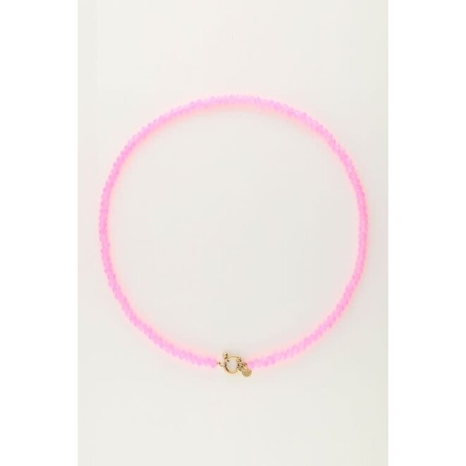 Roze kralenketting met slotje