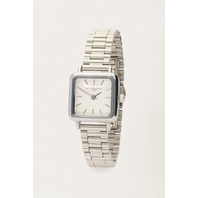 Vintage vierkant horloge met schakelband zilver Seppies Gifts More