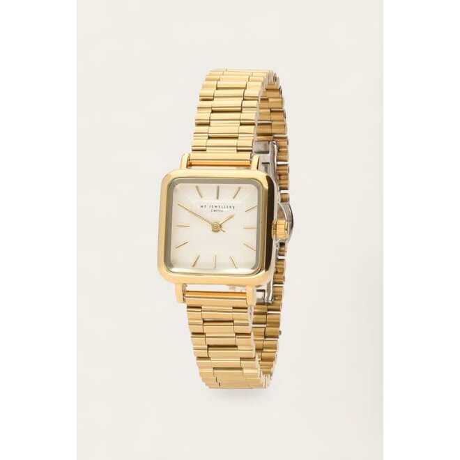 Vintage vierkant horloge met schakelband goud Seppies Gifts More