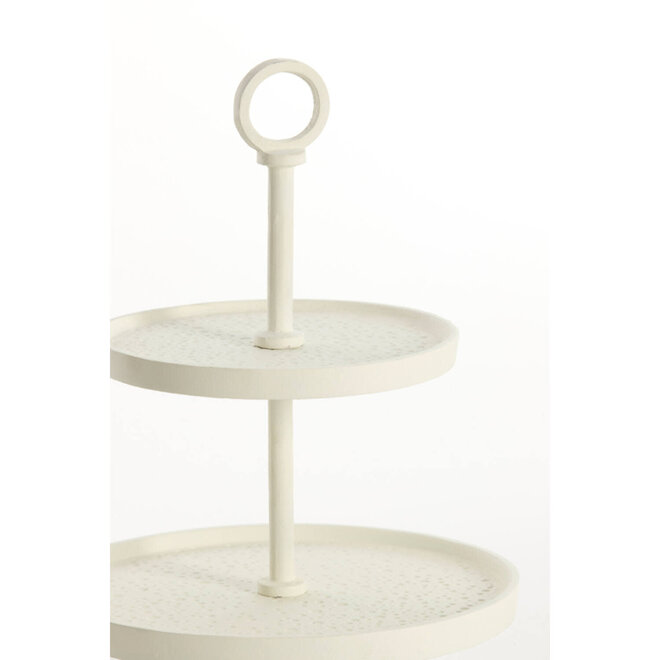 Etagere 2 laags Ø24x37 cm LUTEK crème