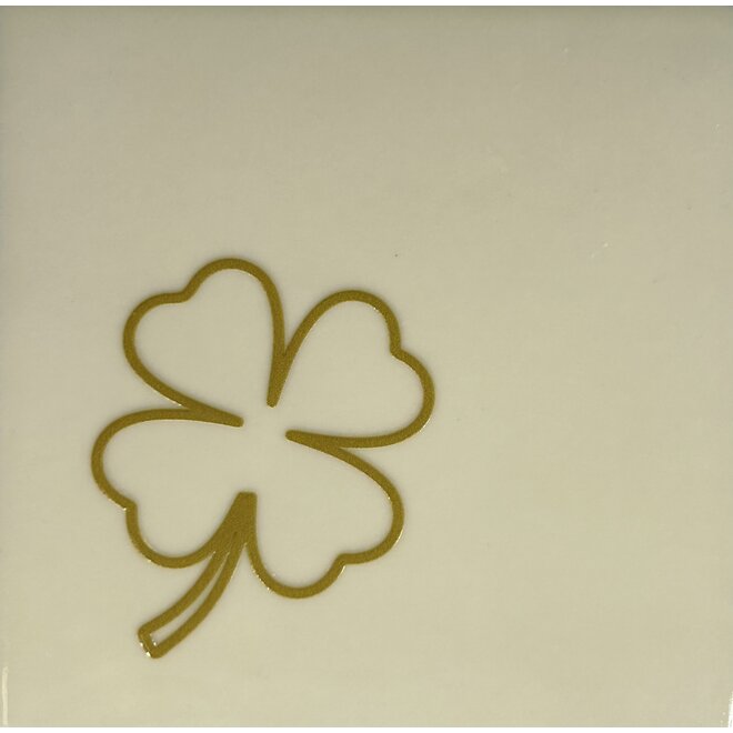 Tegeltje Klavertje crème/goud
