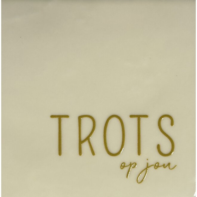 Tegeltje Trots op jou crème/goud