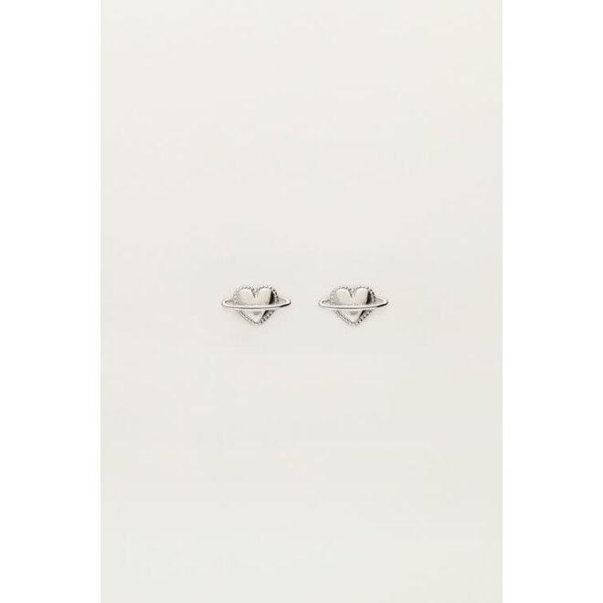 Studs ufo hart zilverkleurig