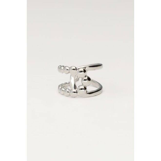 Statement ring gekruist zilverkleurig
