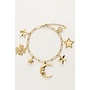 Starry statement bedel armband goudkleurig