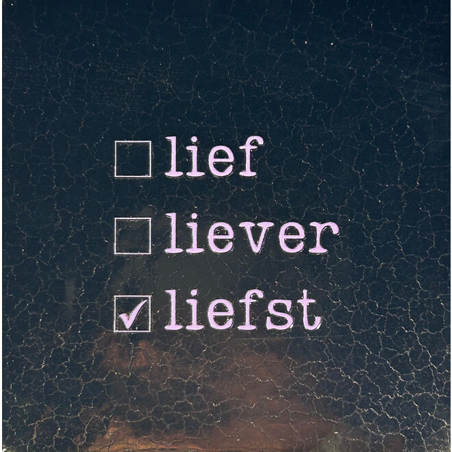 Tegeltje 'Lief liever liefst' goud/creme