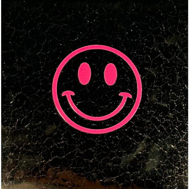 Tegeltje Smiley goud/roze