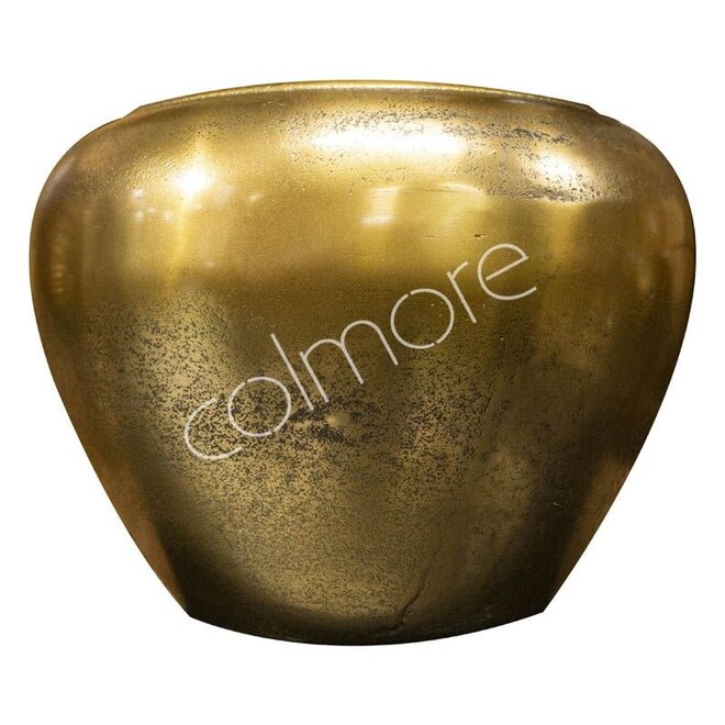 Vaas/Pot  aluminium antiek goud 25x25x19