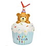 Cupcake spaarpot met beer 'Happy Birthday' Blauw