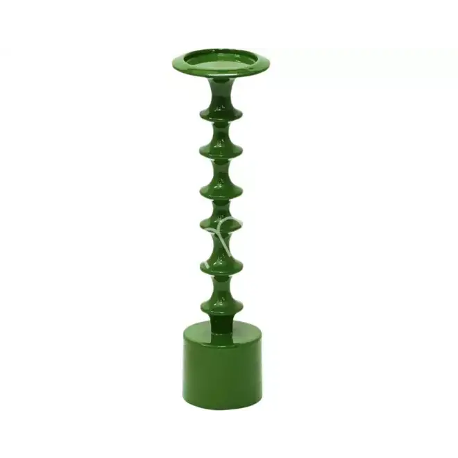 Candle holder moss green enamel ALU RAW 13x13x42