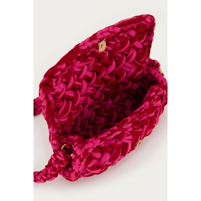 Roze crochet schoudertas