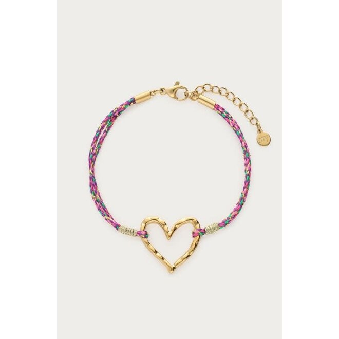 Sunrocks touw armbandje open hart goud