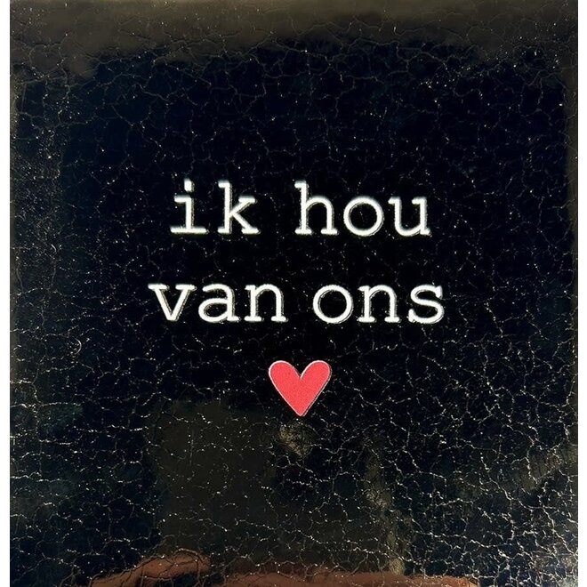 Tegeltje 'ik hou van ons' goud/creme