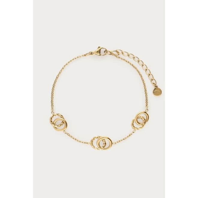 Armband met driedubbele cirkels goudkleurig