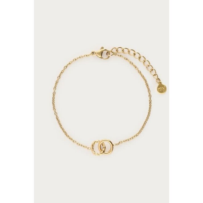Minimalistische armband dubbele cirkel goudkleurig