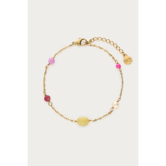 Armband met zoetwaterparels & multikleur kralen