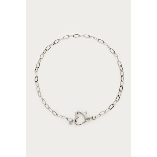 Schakelketting met hart sluiting zilverkleurig