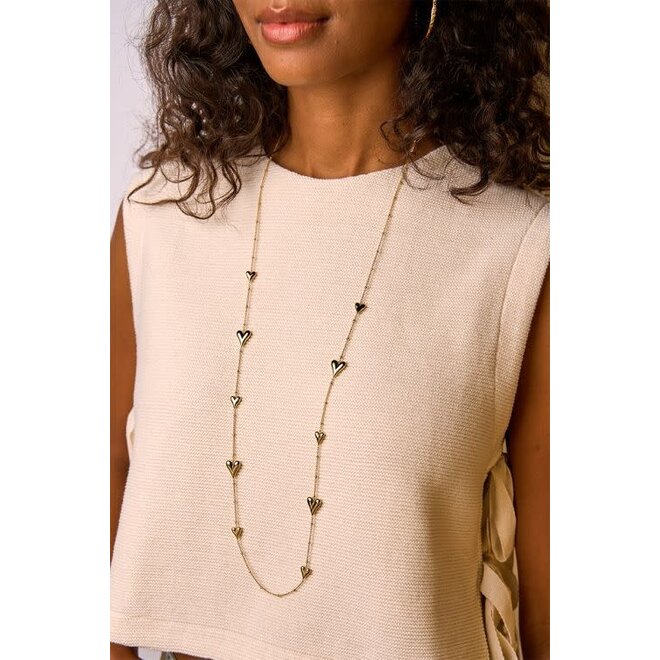 Lange ketting met bolletjes & hartjes