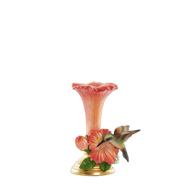 Kandelaar 14,5x10x20 cm BIRD koraal+groen/bruin