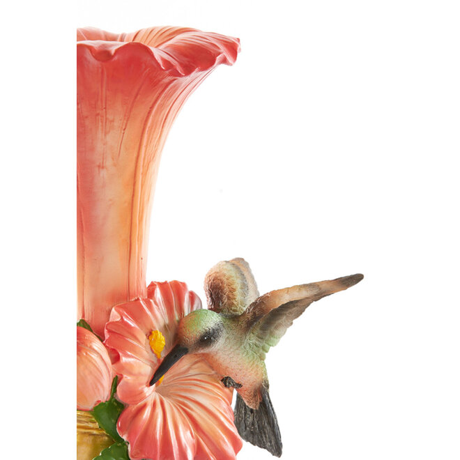 Kandelaar 14,5x10x20 cm BIRD koraal+groen/bruin