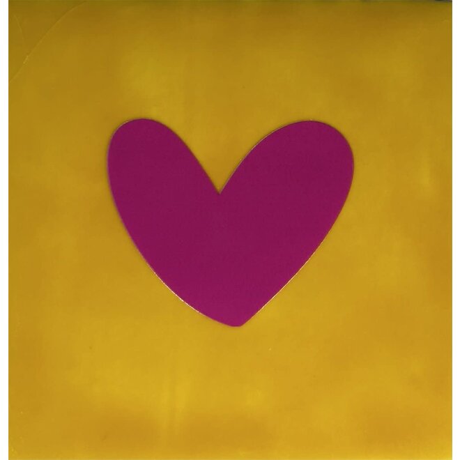 Tegeltje hartje dicht nieuw geel/knalroze