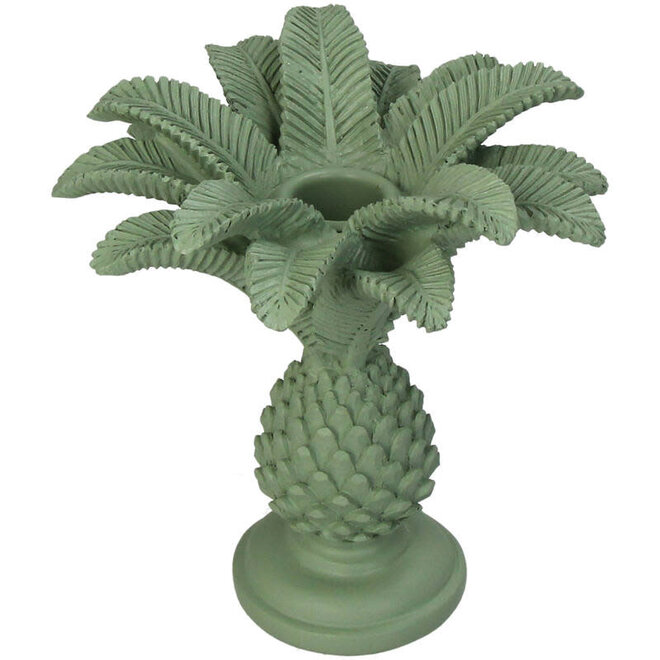 Kandelaar Palmboom Polyresin Groen 13x13x14cm